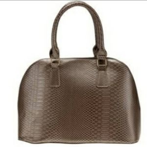Insulated lunch bag satchel wine handbag Brown croc